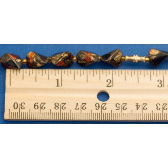 18", Vintage Geometric Dark Abstract Boho Beaded Necklace - D6 - Picture 4 of 4